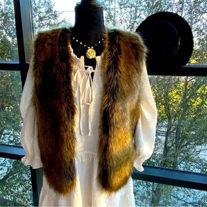 ELEVENSES For Anthropologie Women's Faux Fur Vest Sz S Quiet Luxury Old Money